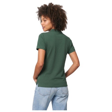 Organic Piqué Polo Shirt Bottle Green Women | Tabitashop